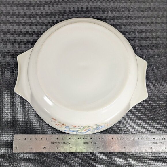 Vintage Pyrex Blue Iris Round Milk Glass Casserole Dish England *No Lid* - Picture 8 of 9